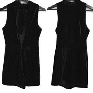 Womens Velvet Black Romper Shorts